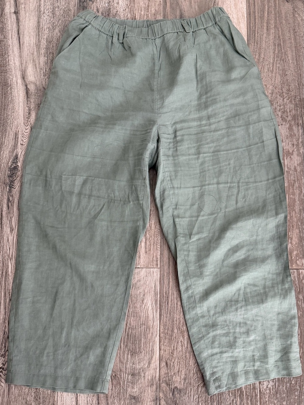 Women’s Quince Relaxed Linen Wide Leg Baggy Pants in Sage Green XL